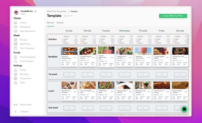 meal planner interface