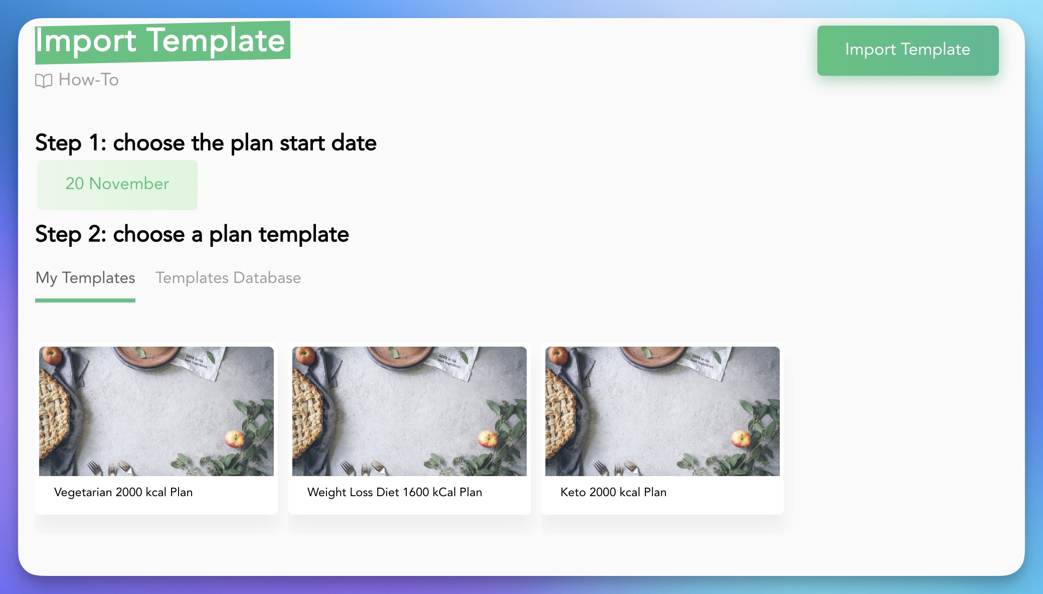meal planning with templates