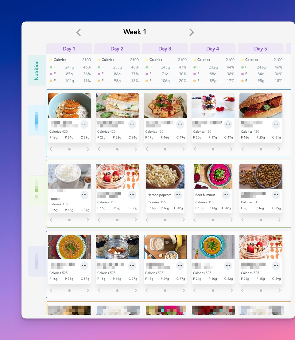 meal planner interface demo